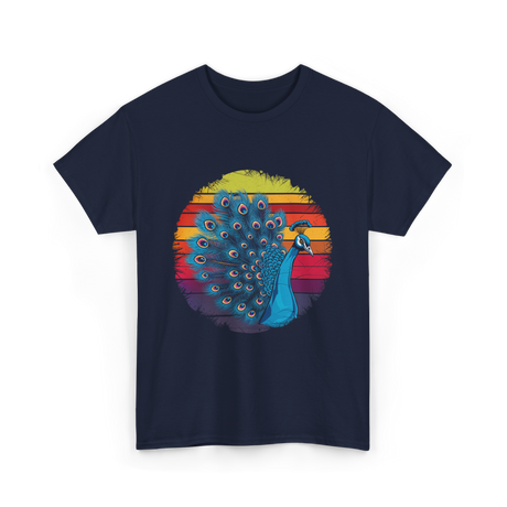 Retro Peacock Art Peacock T-Shirt - Navy