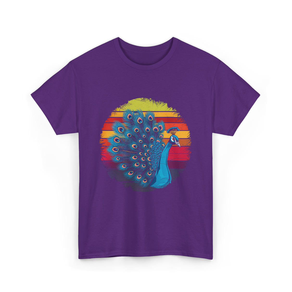 Retro Peacock Art Peacock T-Shirt - Purple