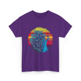 Retro Peacock Art Peacock T-Shirt - Purple