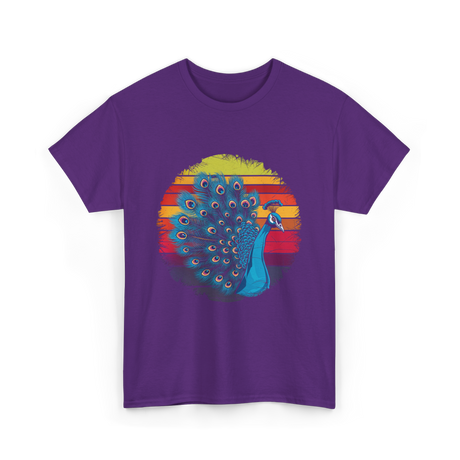 Retro Peacock Art Peacock T-Shirt - Purple