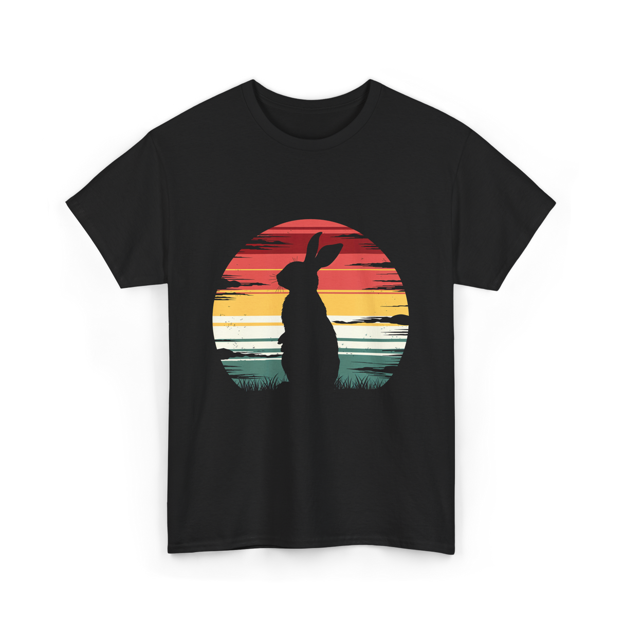 Retro Rabbit Artwork Bunny Lover T-Shirt - Black