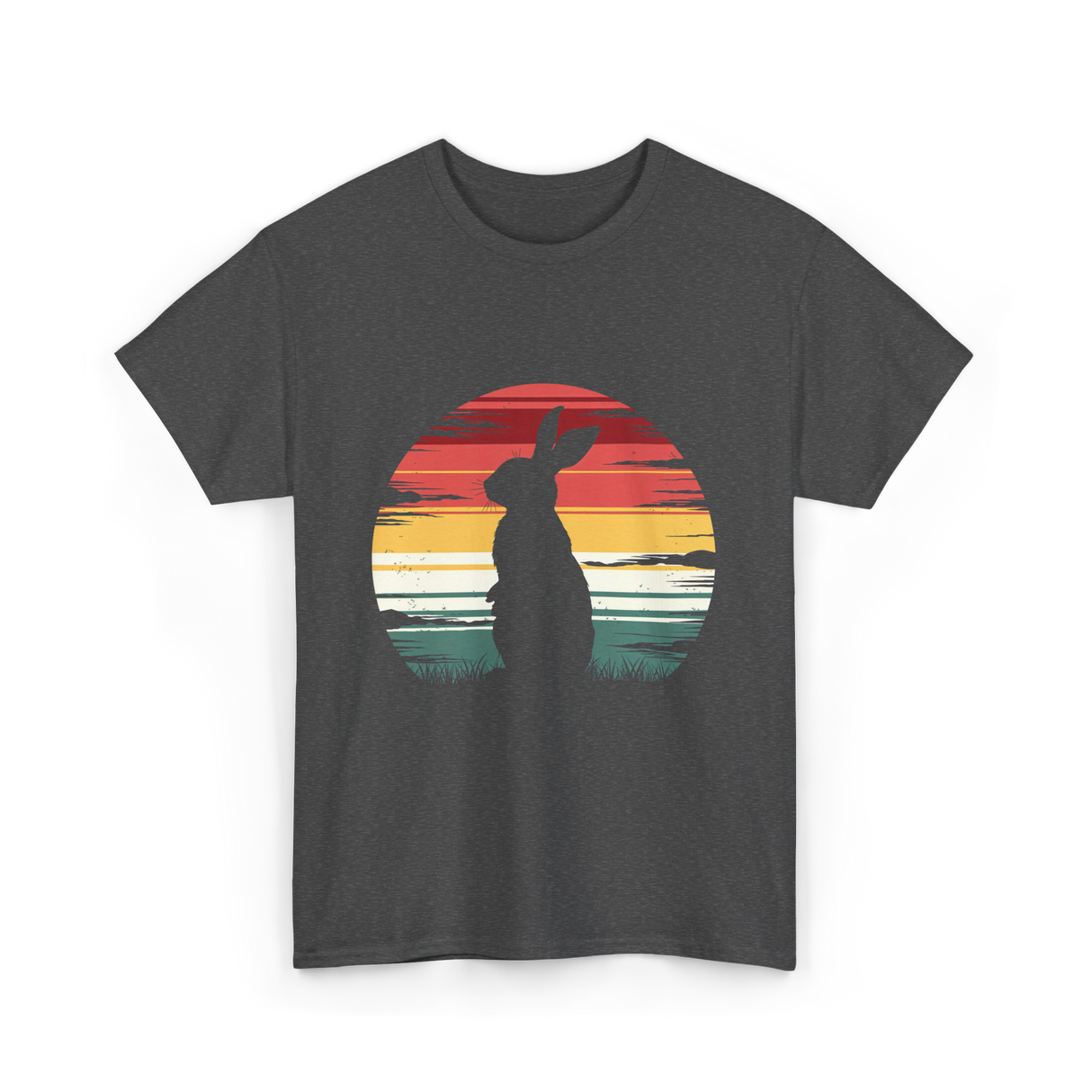 Retro Rabbit Artwork Bunny Lover T-Shirt - Dark Heather