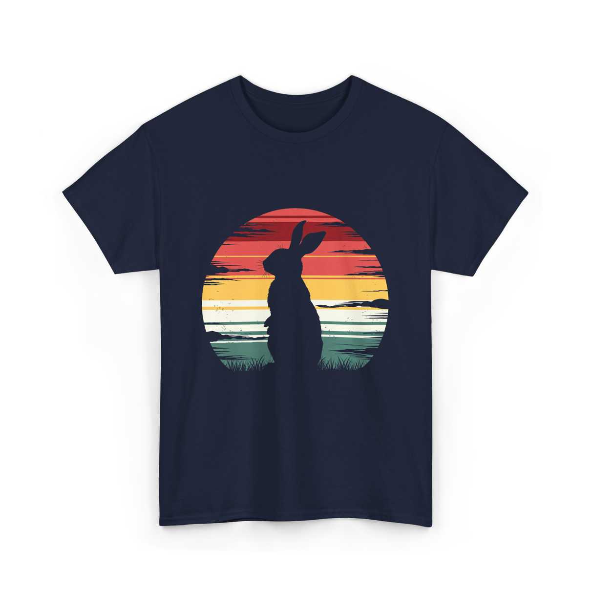 Retro Rabbit Artwork Bunny Lover T-Shirt - Navy