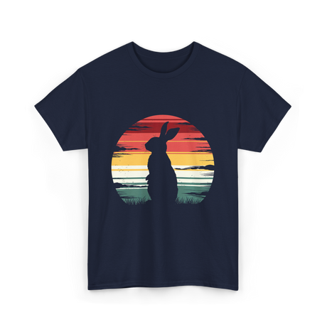 Retro Rabbit Artwork Bunny Lover T-Shirt - Navy