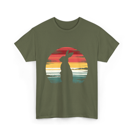 Retro Rabbit Artwork Bunny Lover T-Shirt - Military Green