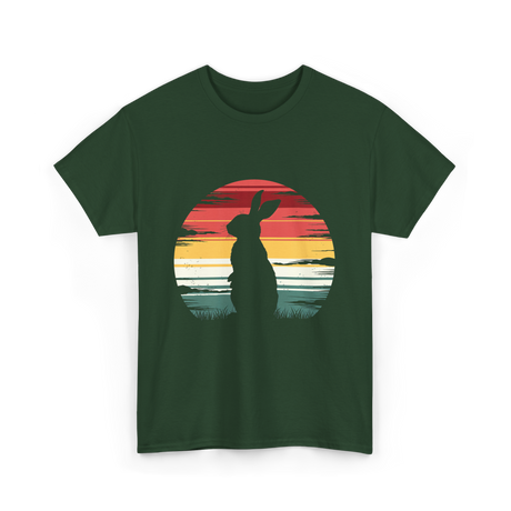 Retro Rabbit Artwork Bunny Lover T-Shirt - Forest Green