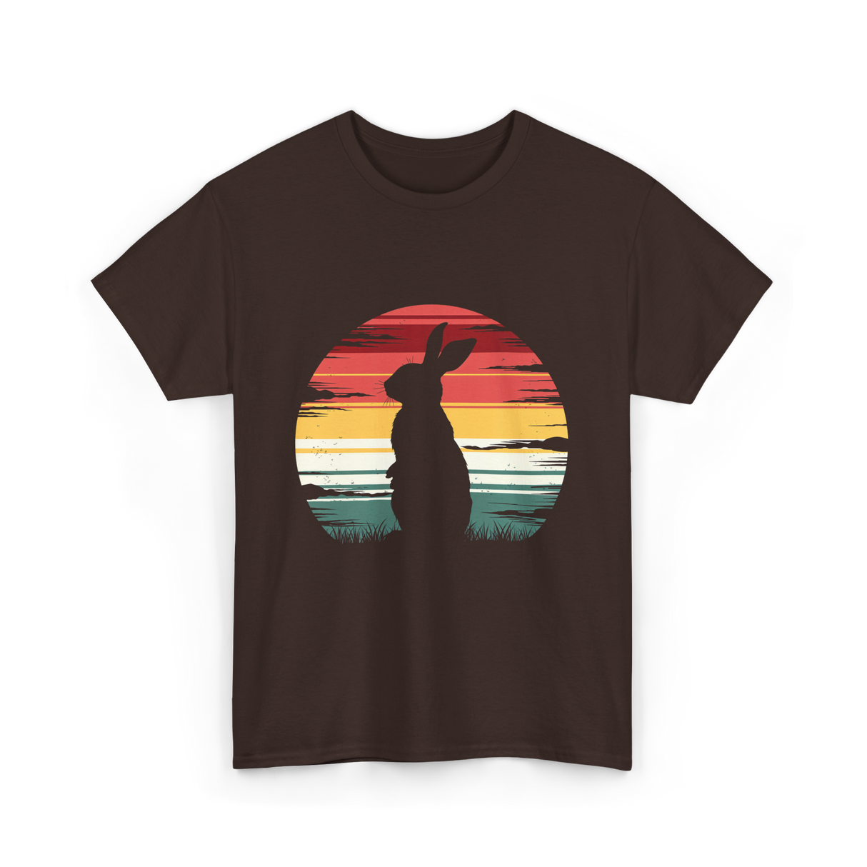 Retro Rabbit Artwork Bunny Lover T-Shirt - Dark Chocolate