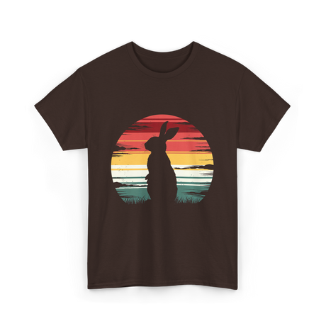 Retro Rabbit Artwork Bunny Lover T-Shirt - Dark Chocolate