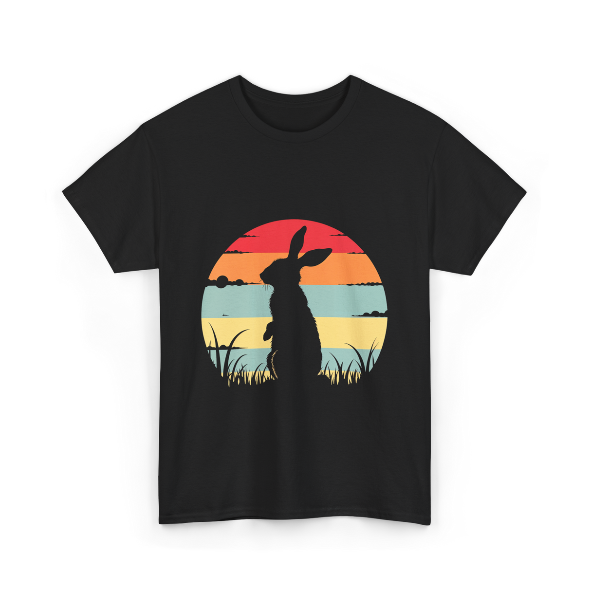 Retro Rabbit Bunny Lover T-Shirt - Black