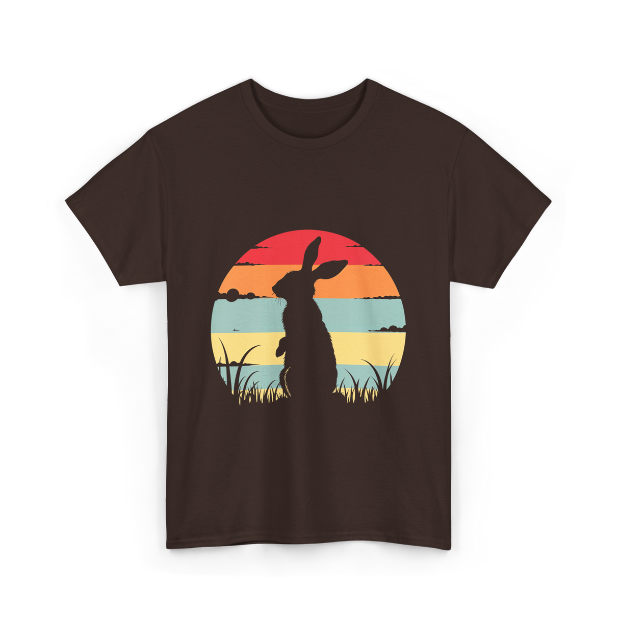 Retro Rabbit Bunny Lover T-Shirt - Dark Chocolate