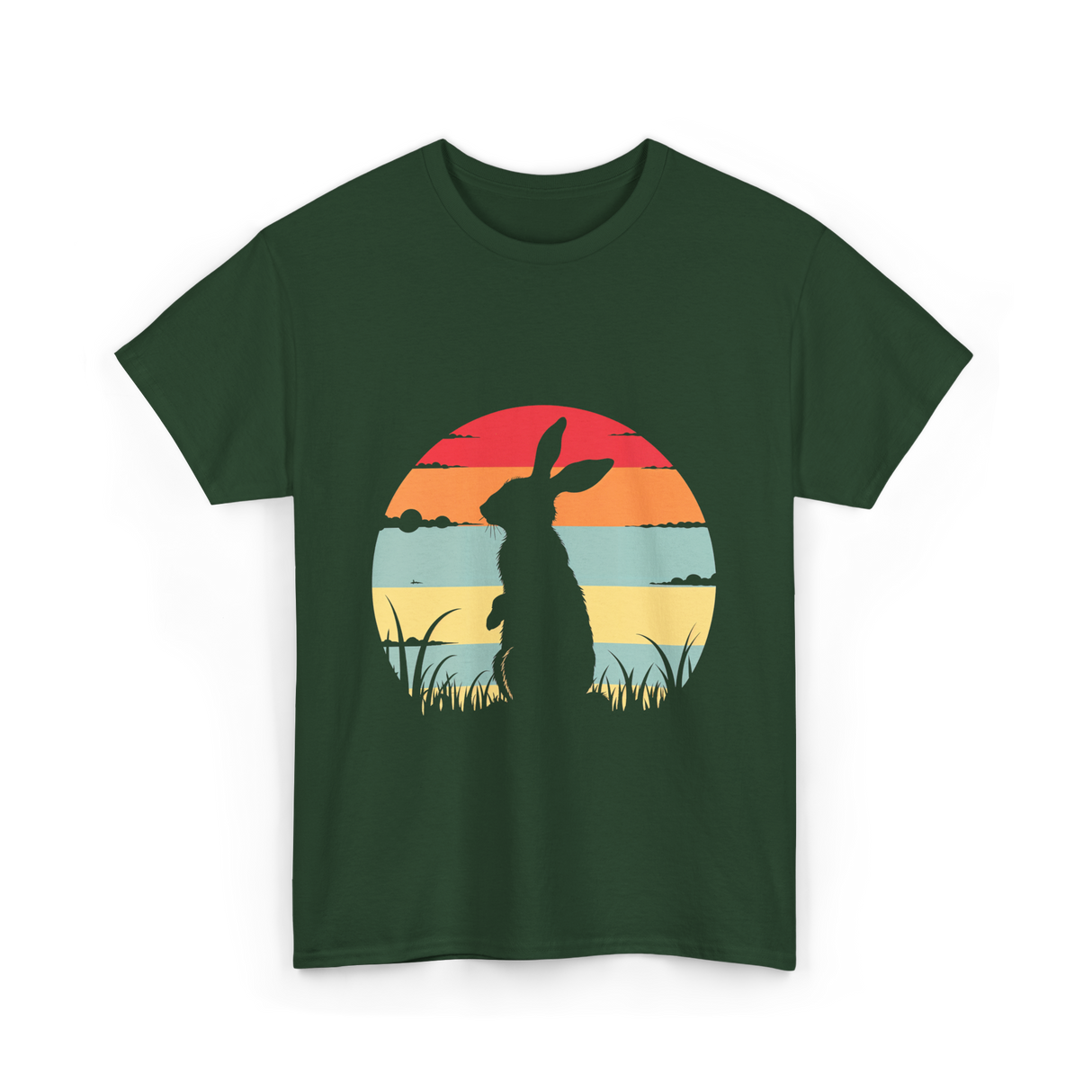 Retro Rabbit Bunny Lover T-Shirt - Forest Green