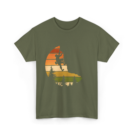 Retro Rock Climbing Climber T-Shirt - Military Green