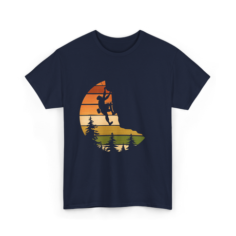 Retro Rock Climbing Climber T-Shirt - Navy