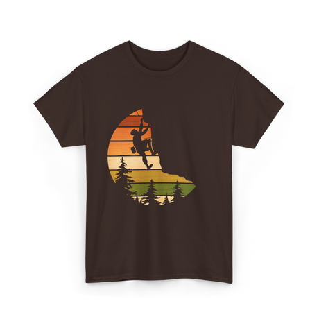 Retro Rock Climbing Climber T-Shirt - Dark Chocolate