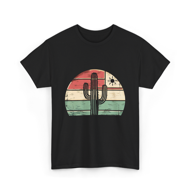 Retro Saguaro Cactus Sunset Cactus T-Shirt - Black