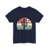 Retro Saguaro Cactus Sunset Cactus T-Shirt - Navy