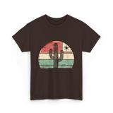 Retro Saguaro Cactus Sunset Cactus T-Shirt - Dark Chocolate