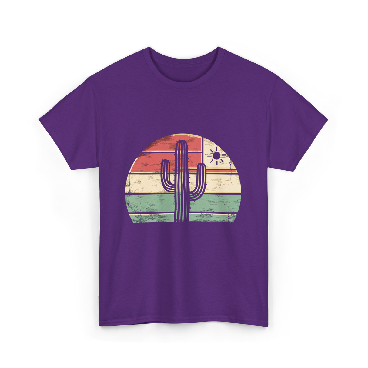 Retro Saguaro Cactus Sunset Cactus T-Shirt - Purple