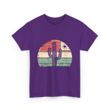 Retro Saguaro Cactus Sunset Cactus T-Shirt - Purple