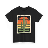 Retro Saguaro Sunset Cactus T-Shirt - Black