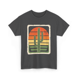 Retro Saguaro Sunset Cactus T-Shirt - Dark Heather