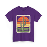 Retro Saguaro Sunset Cactus T-Shirt - Purple