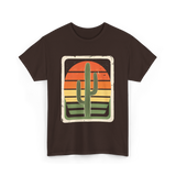 Retro Saguaro Sunset Cactus T-Shirt - Dark Chocolate