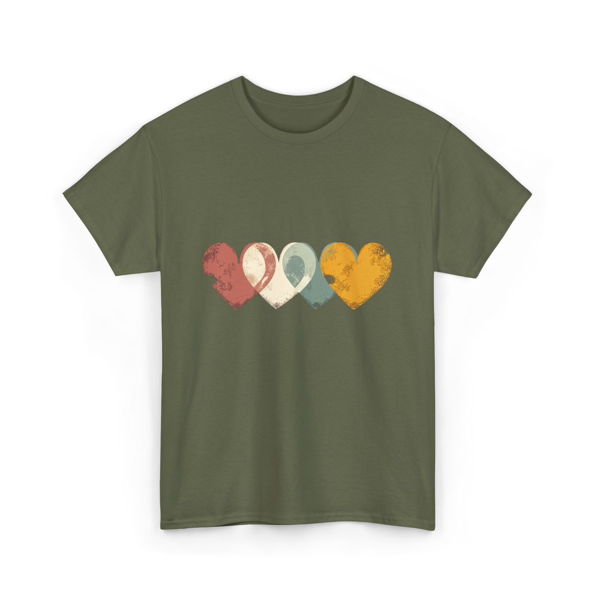 Retro Valentine T-Shirt - Military Green