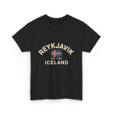 Reykjavik Iceland History Flag T-Shirt - Black