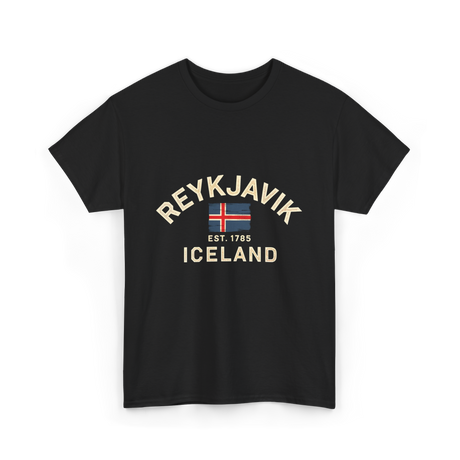 Reykjavik Iceland History Flag T-Shirt - Black