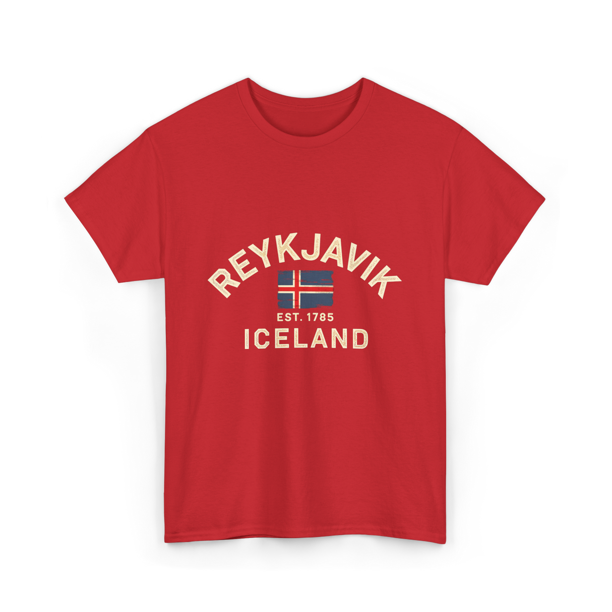 Reykjavik Iceland History Flag T-Shirt - Red