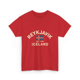 Reykjavik Iceland History Flag T-Shirt - Red