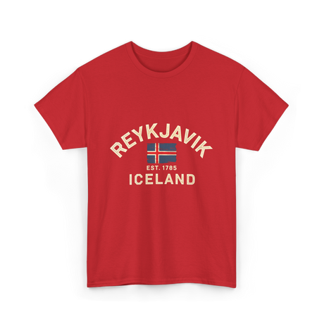 Reykjavik Iceland History Flag T-Shirt - Red