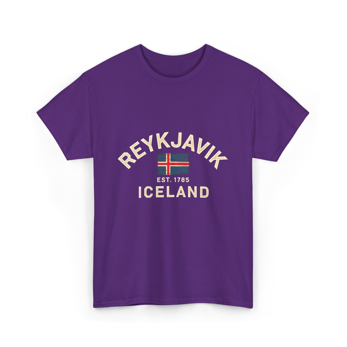 Reykjavik Iceland History Flag T-Shirt - Purple