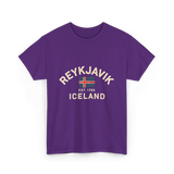 Reykjavik Iceland History Flag T-Shirt - Purple