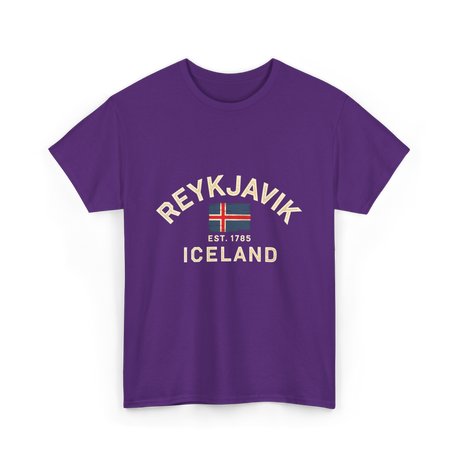 Reykjavik Iceland History Flag T-Shirt - Purple