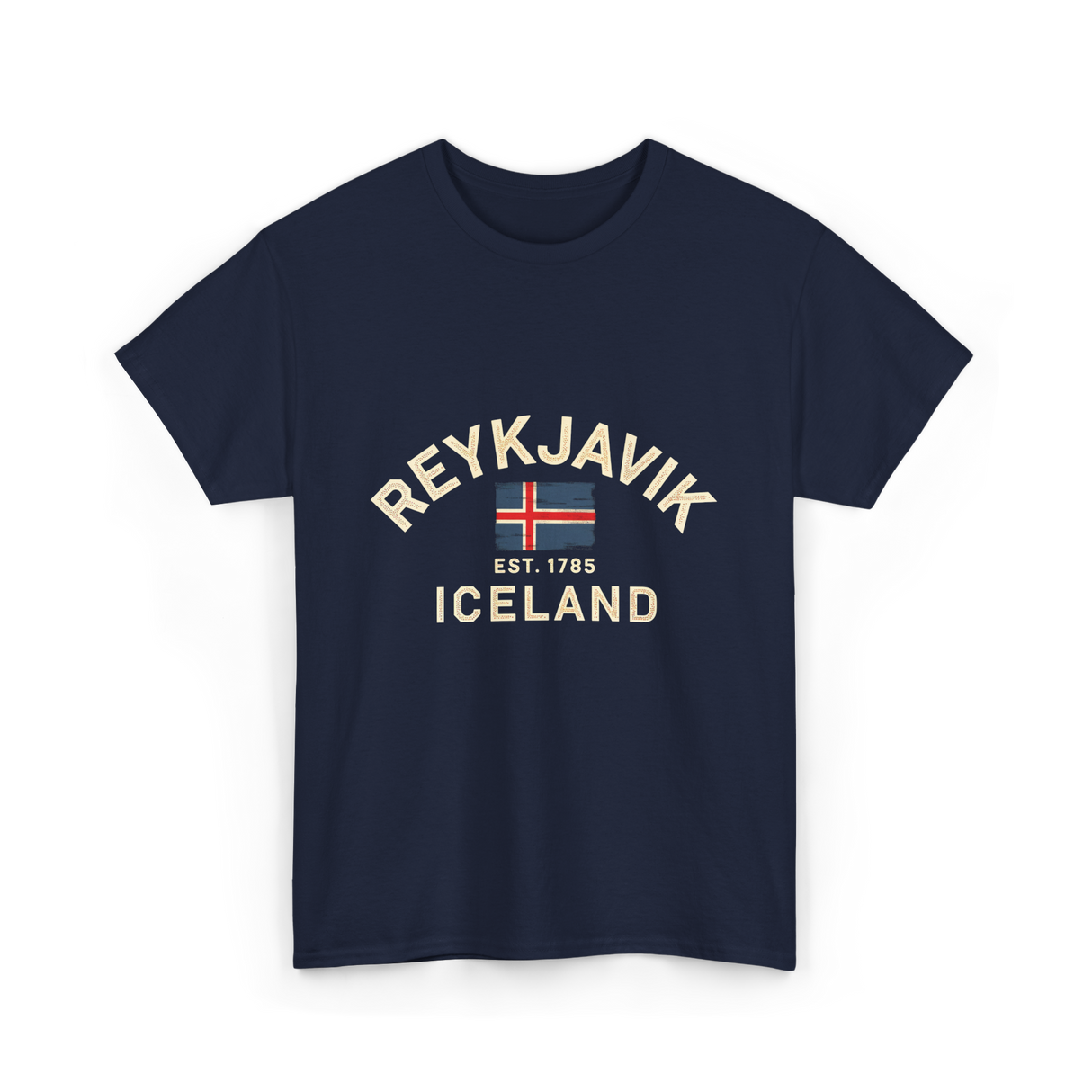 Reykjavik Iceland History Flag T-Shirt - Navy