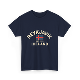 Reykjavik Iceland History Flag T-Shirt - Navy