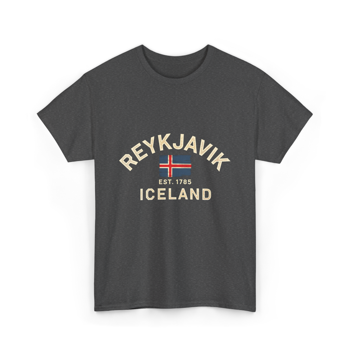 Reykjavik Iceland History Flag T-Shirt - Dark Heather