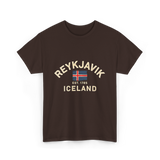 Reykjavik Iceland History Flag T-Shirt - Dark Chocolate