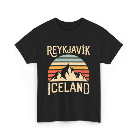 Reykjavík Iceland Mountains Travel T-Shirt - Black