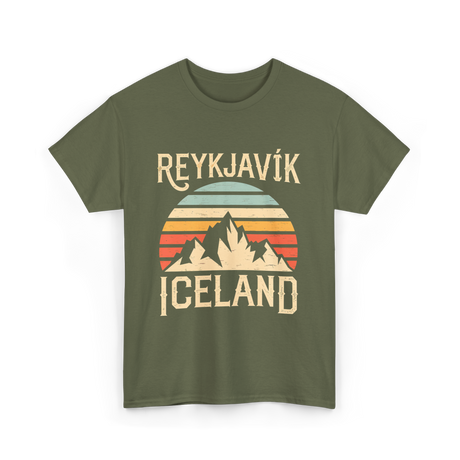 Reykjavík Iceland Mountains Travel T-Shirt - Military Green