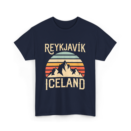 Reykjavík Iceland Mountains Travel T-Shirt - Navy