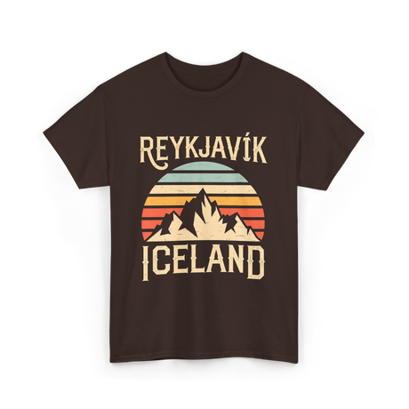 Reykjavík Iceland Mountains Travel T-Shirt - Dark Chocolate