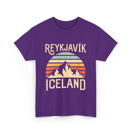 Reykjavík Iceland Mountains Travel T-Shirt - Purple