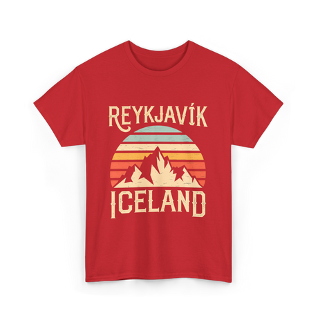 Reykjavík Iceland Mountains Travel T-Shirt - Red