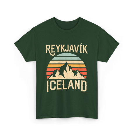 Reykjavík Iceland Mountains Travel T-Shirt - Forest Green