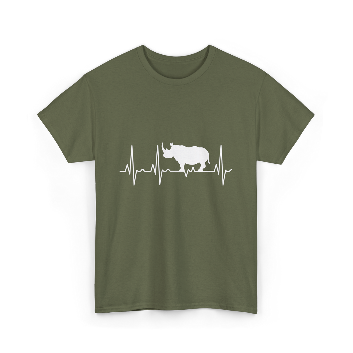 Rhino Heartbeat Rhino Wildlife T-Shirt - Military Green