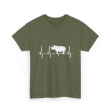 Rhino Heartbeat Rhino Wildlife T-Shirt - Military Green