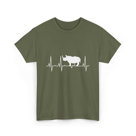 Rhino Heartbeat Rhino Wildlife T-Shirt - Military Green